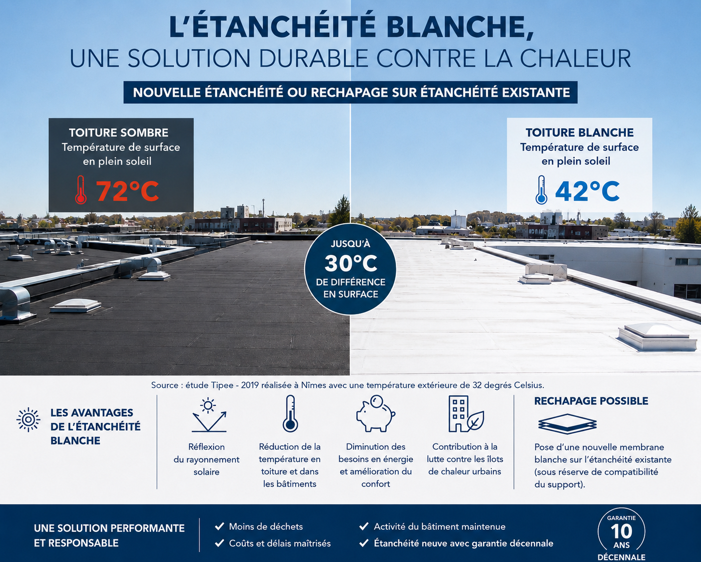 étanchéité blanche par Astrali, expert toiture en Ile-de-France